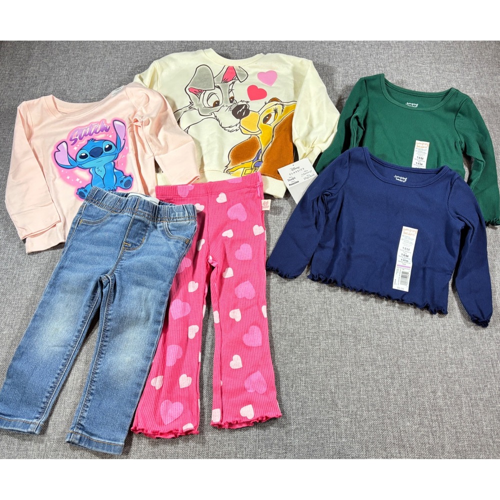 Jumping Beans Disney Old Navy Girls 18M Bundle Stitch Lady Tramp Jeans 6pc New